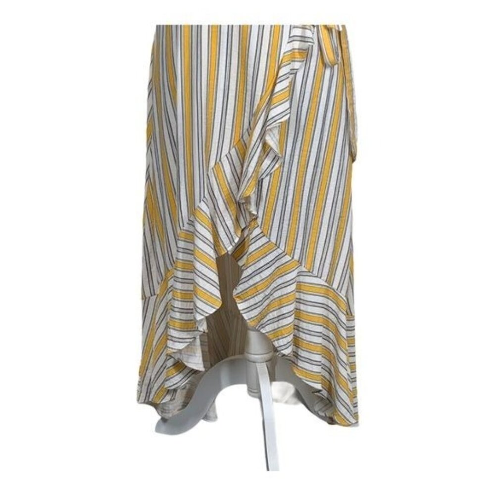 Lulus One Shoulder Maxi Dress Medium Yellow Striped Ruffle Boho - Picture 6 of 9